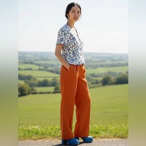 Patra vintage country side floral purple and blue blouse woman’s 10